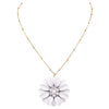 Women's White Daisy White Flower Pendant Necklace, 16" - 19"with 3" Extender