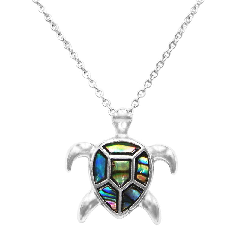Whimsical Abalone Shell Sea Turtle Pendant Necklace