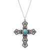 Women's Statement South Western Turquoise Christian Cross Necklace, 28"-31" with 3" Extension