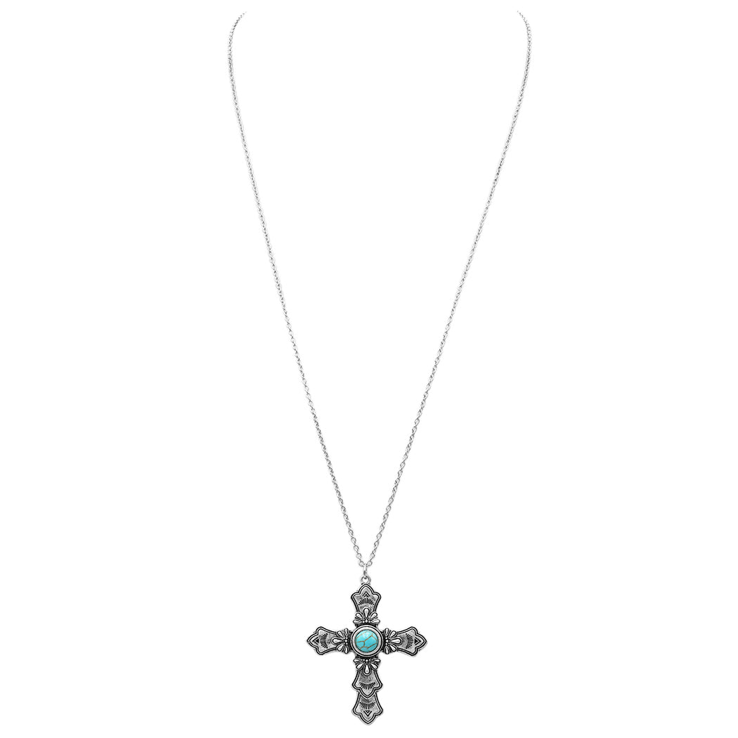 Women's Statement South Western Turquoise Christian Cross Necklace, 28 –  Rosemarie Collections