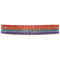 8 Strand Rhinestone Rainbow Crystals Statement Choker Necklace