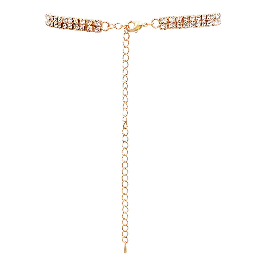 Vintage Necklace Sparkling Clear Glass Rhinestone Jewelry Choker 15