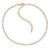 Brilliant Set of 2 Crystal Rhinestone Statement Choker Necklaces (Peach Clear/Gold Tone)