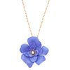 Whimsical Powder Coated Metal Flower Pendant Necklace, 28"-31" with 3" Extender (Blue)