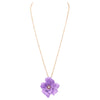 Whimsical Powder Coated Metal Flower Pendant Necklace, 28"-31" with 3" Extender Purple
