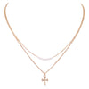 Dainty Cross And Simulated Pearls Multi Strand Chain Necklace,16"-19" with 3" Extension