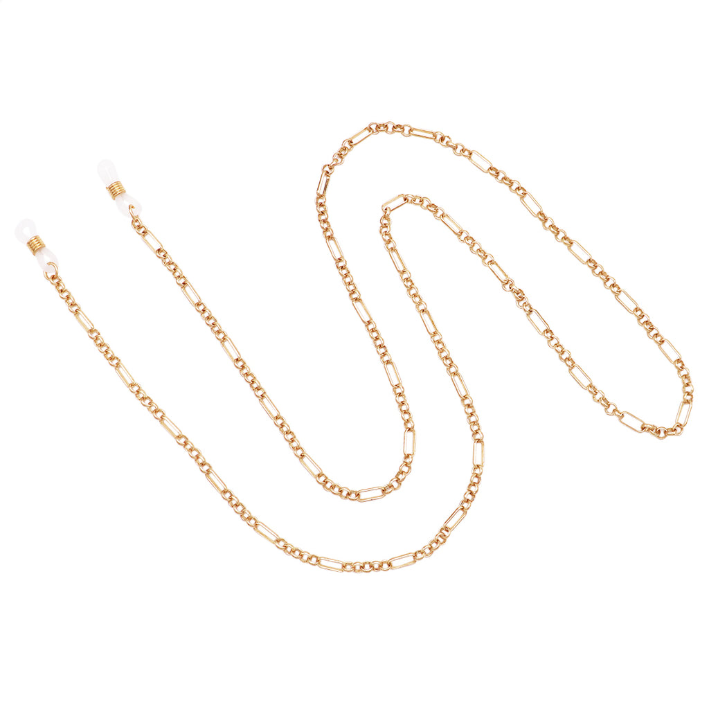 Designer Fashion Paperclip Link Eyeglass Chain Strap Holder, 30" (Gold Tone)