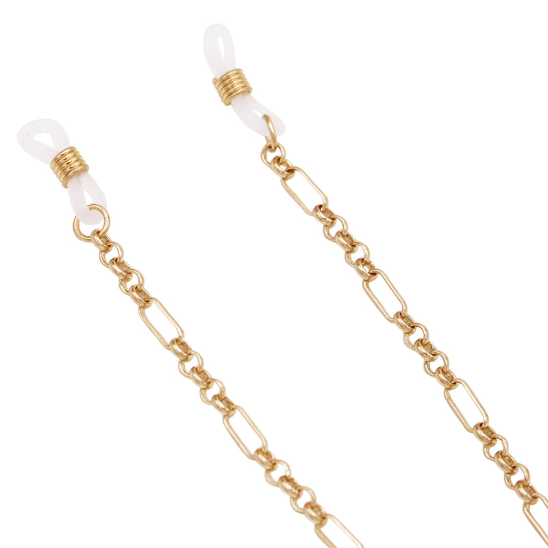 Designer Fashion Paperclip Link Chain Strap Eyeglass Holder, 30" (Gold Tone)