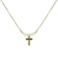Stunning Inspirational Religious Blessed Cross With Freshwater Pearls Pendant Necklace, 15"-18" with 3" Extender