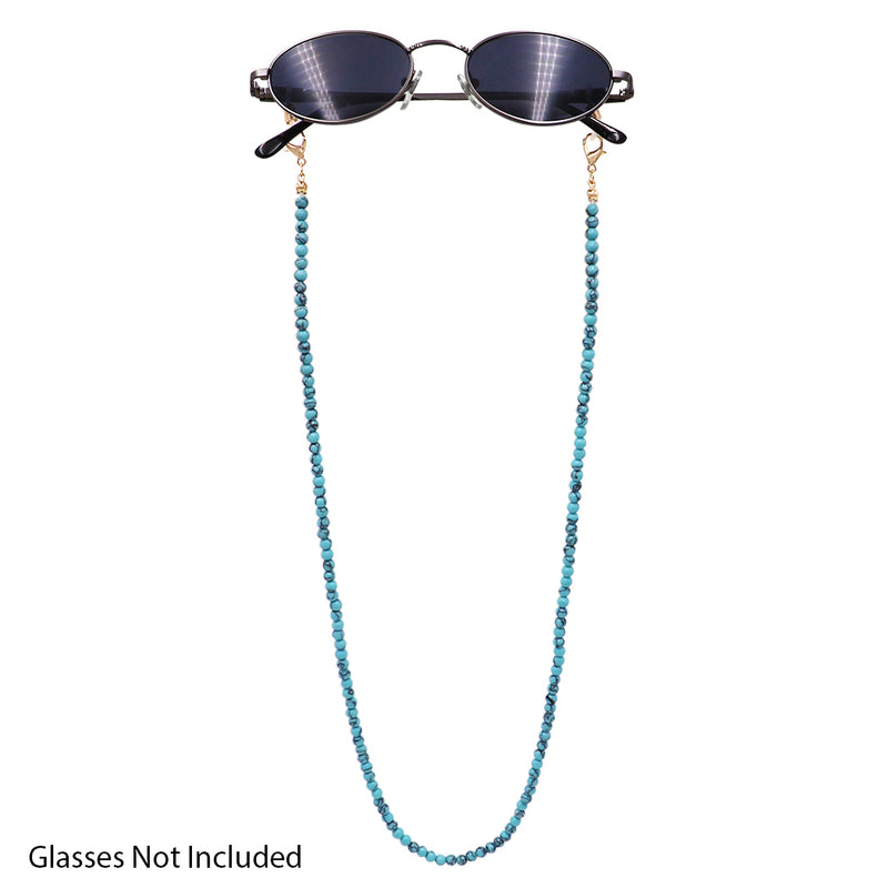 Western Colorful 4mm Natural Turquoise Howlite Bead Reader Eyeglass Strap Holder Necklace, 26"