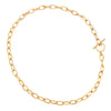 Stunning Polished Gold Tone Oblong Link Chain Toggle Clasp Choker Necklace, 18"