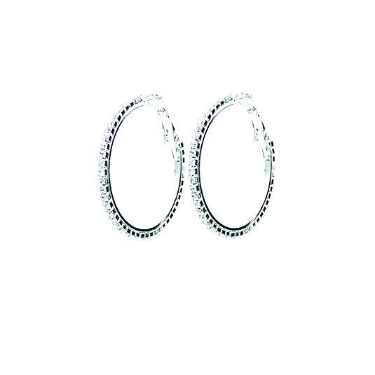 Hypo-allergenic Crystal Hoop Earrings (Silver, 35)