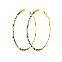 Hypo-allergenic Crystal Hoop Earrings (Gold, 55)