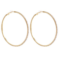 Women's Statement Fashion Trending Hypo-allergenic Gold Tone Crystal Hoop Earrings