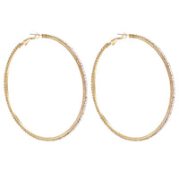 Women's Statement Fashion Trending Hypo-allergenic Gold Tone Crystal Hoop Earrings