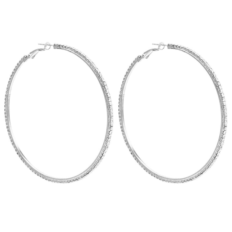 Hypo-allergenic Crystal Hoop Earrings (Silver, 73)