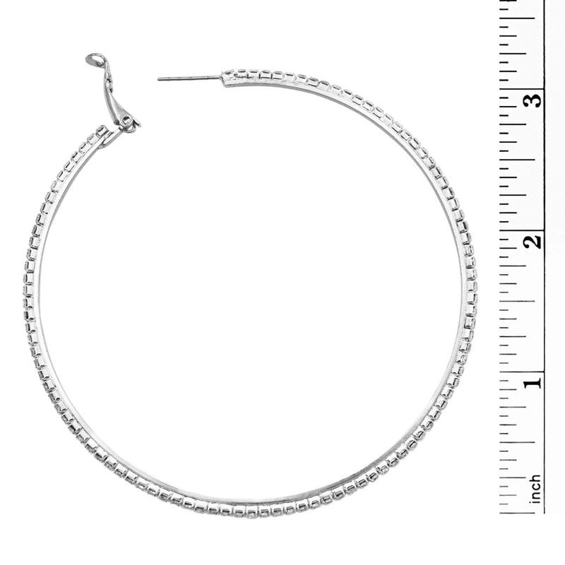 Hypo-allergenic Crystal Hoop Earrings (Silver, 73)