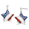 USA Flag Red White and Blue Rhinestone Patriotic Star Hypoallergenic Post Earrings, 1.25"