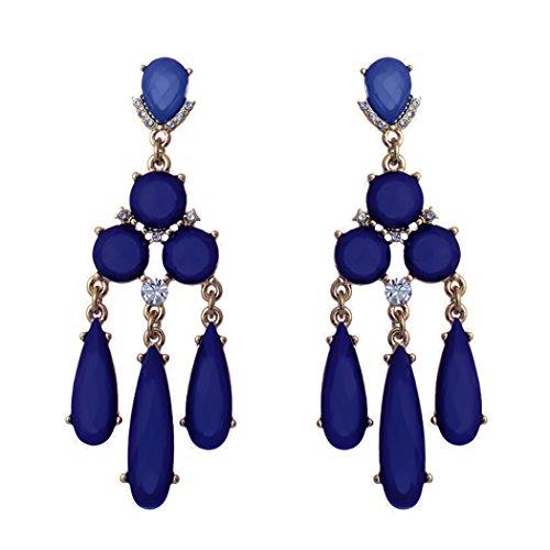 Deco Style Statement Chandelier Earrings (Blue) Hypoallergenic