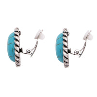 Southwestern Style Round Turquoise Clip On Earrings