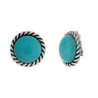 Southwestern Style Round Turquoise Clip On Earrings