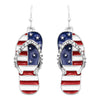 Red White And Blue USA Flag Patriotic Flip Flop Earrings, 1.5"