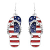 Red White And Blue USA Flag Patriotic Flip Flop Earrings, 1.5"