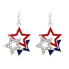 4th of July Red White and Blue USA Stars Dangle Rhinestone Earrings Set