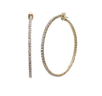 Hypoallergenic Clear Crystal Rhinestone Memory Wire Hoop Earrings (Clear Crystal/Gold Tone 50mm)