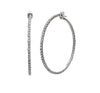 Hypoallergenic Clear Crystal Rhinestone Memory Wire Hoop Earrings (Clear Crystal/Silver Tone 50mm)