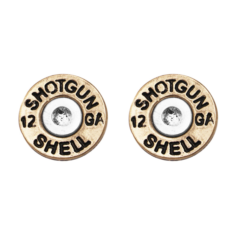 12 Gauge Shotgun Shell Spent Bullet Hypoallergenic Post Back Stud Earrings