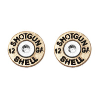 12 Gauge Shotgun Shell Spent Bullet Hypoallergenic Post Back Stud Earrings