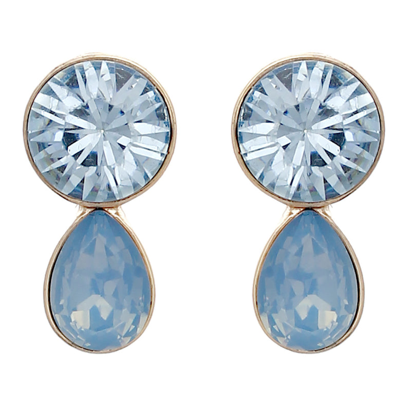 Opalescent Teardrop Post Drop Earrings (Blue) Hypoallergenic