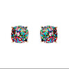 Cushion Cut Glitter Stud Earrings (Multi Color)