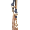Suede and Chain Fringe Tassel Long Dangle Earrings (Slate Blue)
