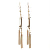 Suede and Chain Fringe Tassel Long Dangle Earrings (Cream)