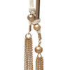 Suede and Chain Fringe Tassel Long Dangle Earrings (Cream)