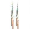 Suede and Chain Fringe Tassel Long Dangle Earrings (Mint)