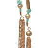 Suede and Chain Fringe Tassel Long Dangle Earrings (Mint)