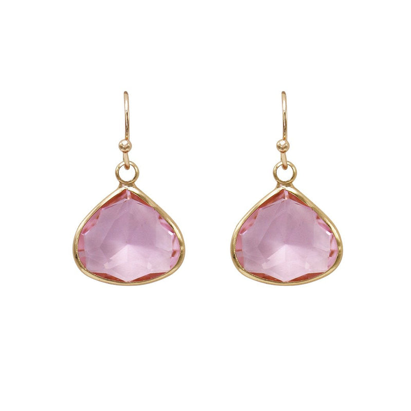 Crystal Teardrop Dangle Earrings (Purple)