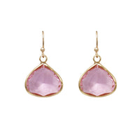 Crystal Teardrop Dangle Earrings (Purple)
