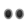 Stylish Western Style Semi Precious Natural Howlite Stone Concho Hypoallergenic Post Back Earrings, 0.50" (Jet Black Howlite Oval Concho)
