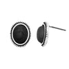 Stylish Western Style Semi Precious Natural Howlite Stone Concho Hypoallergenic Post Back Earrings, 0.50" (Jet Black Howlite Oval Concho)