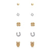 5 Pairs Hypoallergenic Trendy Small Stud Earring Set (Lucky Charms)