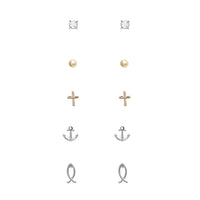 Women's 5 pairs Trendy Small Stud Religious Earring Set