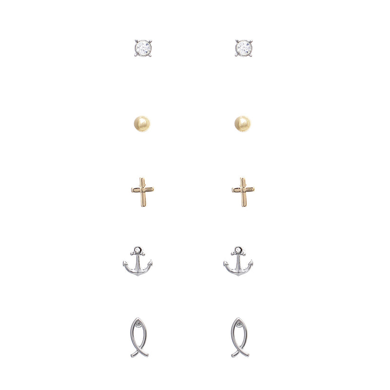 Women's 5 pairs Trendy Small Stud Religious Earring Set