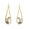 Large Teardrop Dangle Earrings with Multi-color Glass Gemstones (Blue/Purple)