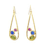 Large Teardrop Dangle Earrings with Multi-color Glass Gemstones (Blue/Green/Magenta)