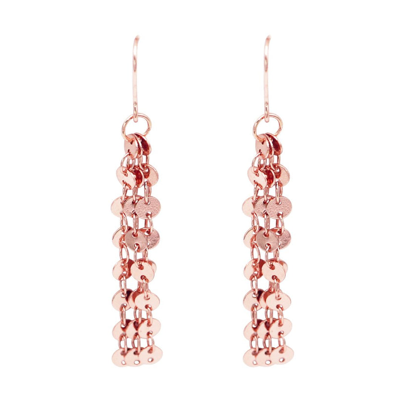 Fancy Chain Fringe Drop Earrings (Rose Gold Color)