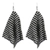 Long Dramatic Drop Black Chain Metal Mesh Earrings, 3.25"